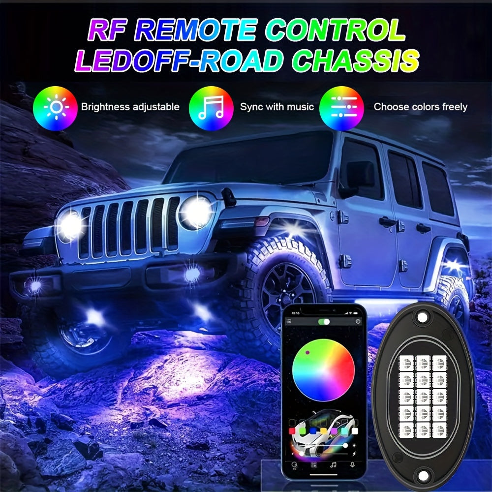 4/6/8/10 Pcs Rock LED Light IP68 Waterproof Remote Control Without Battery