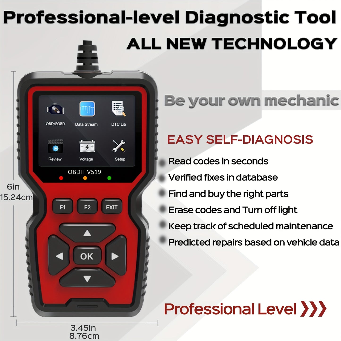 OBD2 Scanner Live Data Professional Mechanic OBDII Diagnostic Code Reader Tool For Check Engine Light