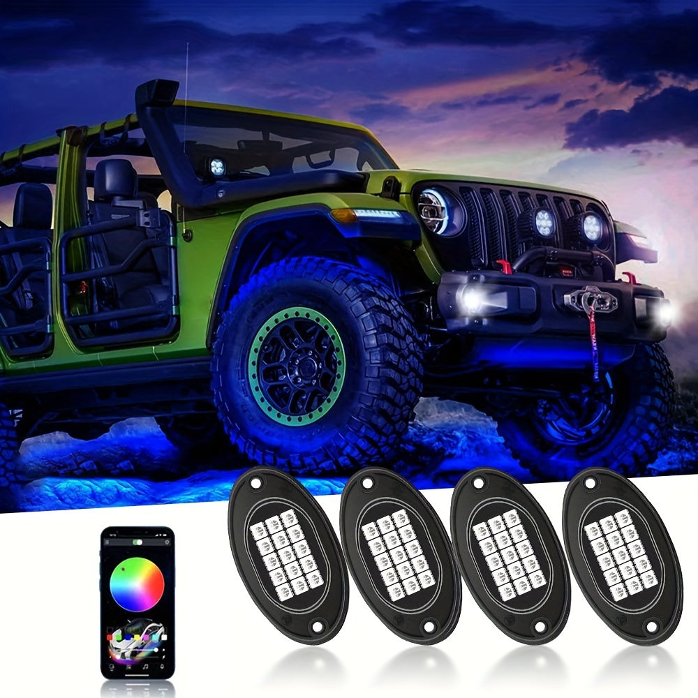 4/6/8/10 Pcs Rock LED Light IP68 Waterproof Remote Control Without Battery