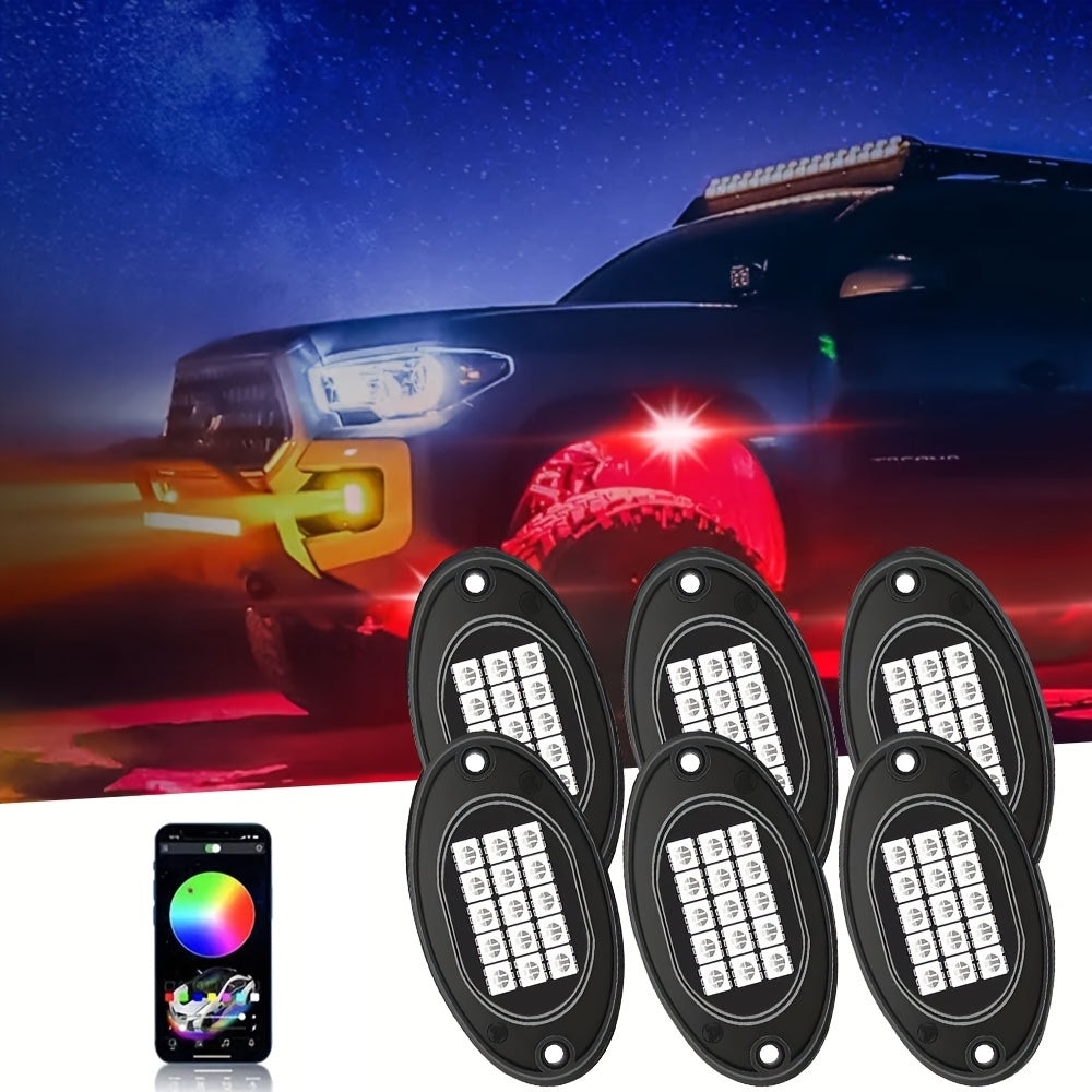 4/6/8/10 Pcs Rock LED Light IP68 Waterproof Remote Control Without Battery