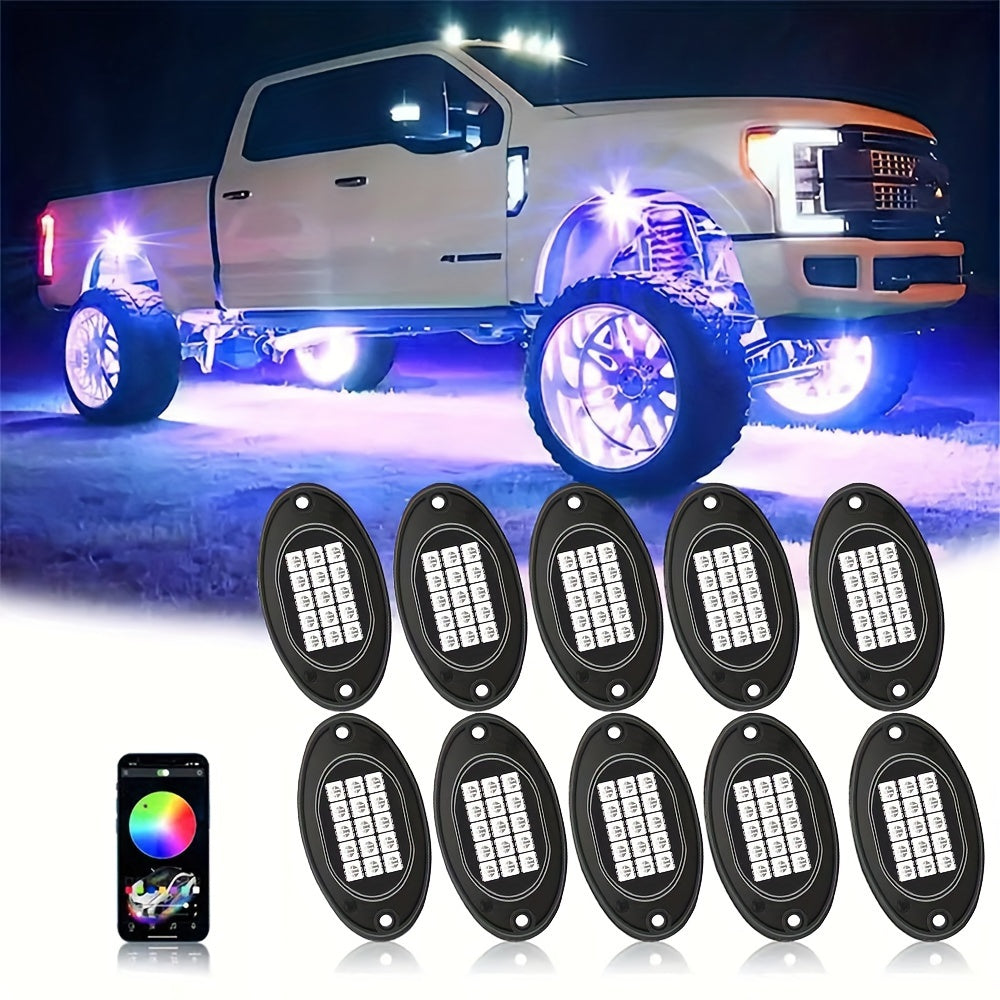 4/6/8/10 Pcs Rock LED Light IP68 Waterproof Remote Control Without Battery