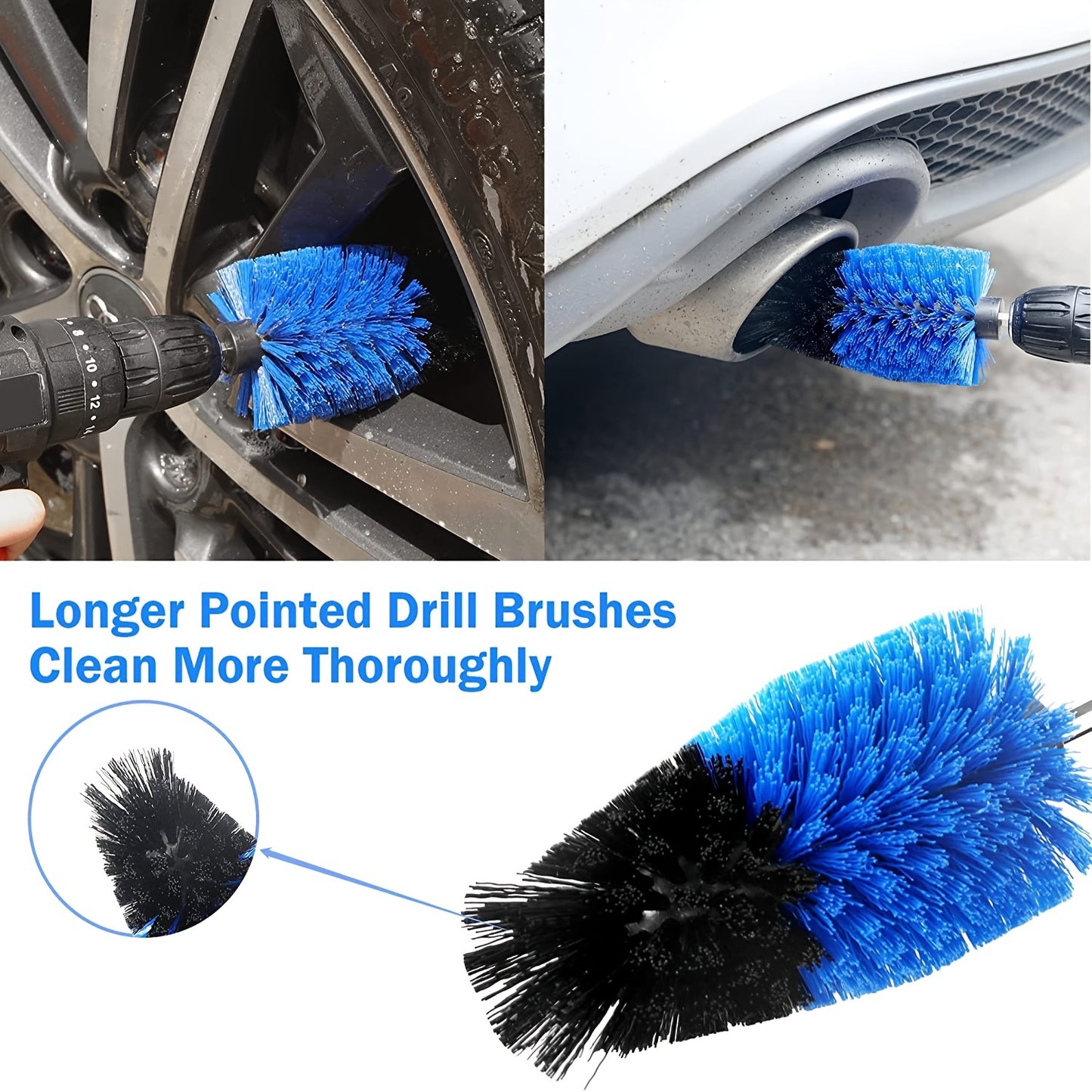 30Pcs Car Detailing Brush Set, Auto Detailing Drill Brush Set, Car Detailing Brushes, Car Buffing Sponge Pads Kit