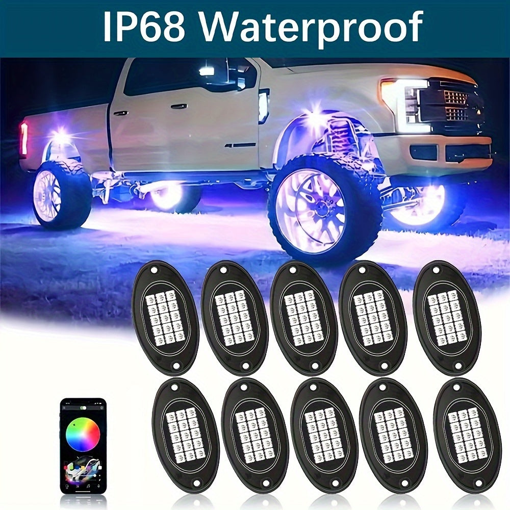 4/6/8/10 Pcs Rock LED Light IP68 Waterproof Remote Control Without Battery