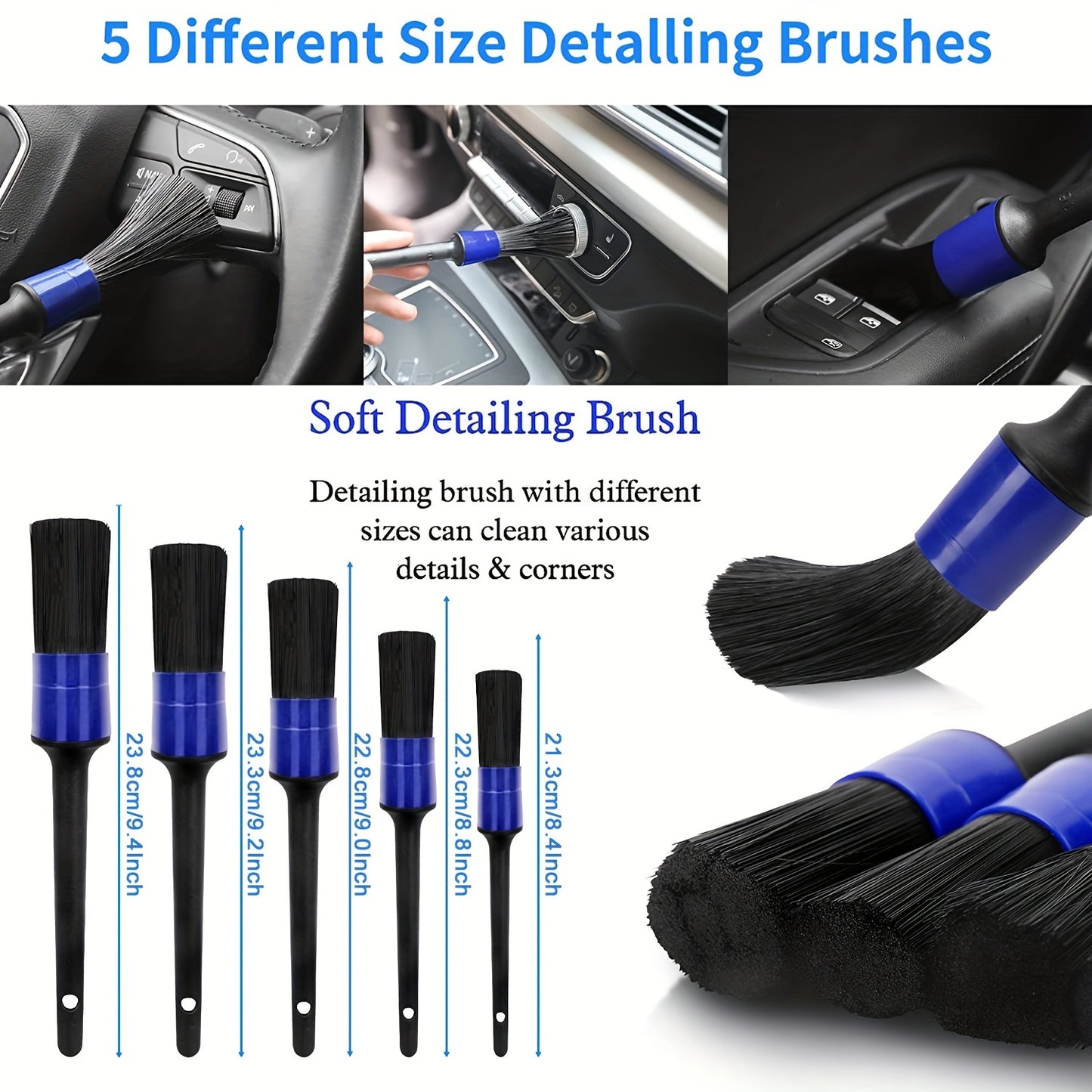 30Pcs Car Detailing Brush Set, Auto Detailing Drill Brush Set, Car Detailing Brushes, Car Buffing Sponge Pads Kit