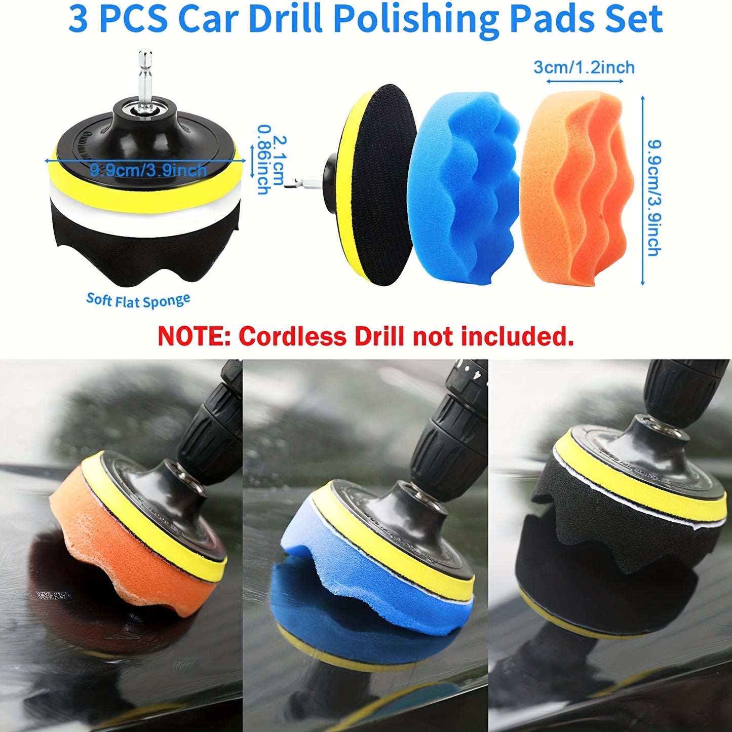 30Pcs Car Detailing Brush Set, Auto Detailing Drill Brush Set, Car Detailing Brushes, Car Buffing Sponge Pads Kit